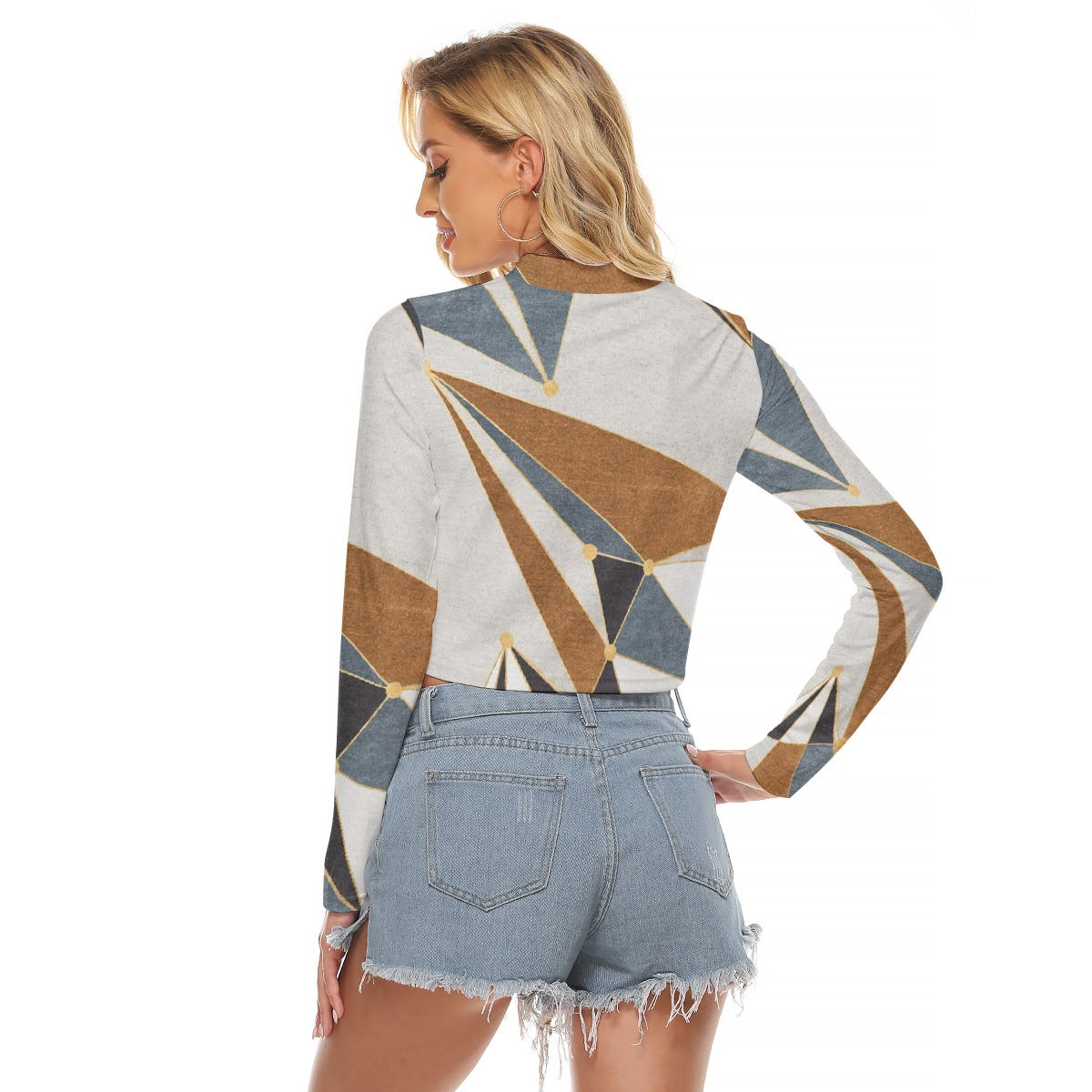 All-Over Print Women's Hollow Chest Keyhole Tight Crop Top