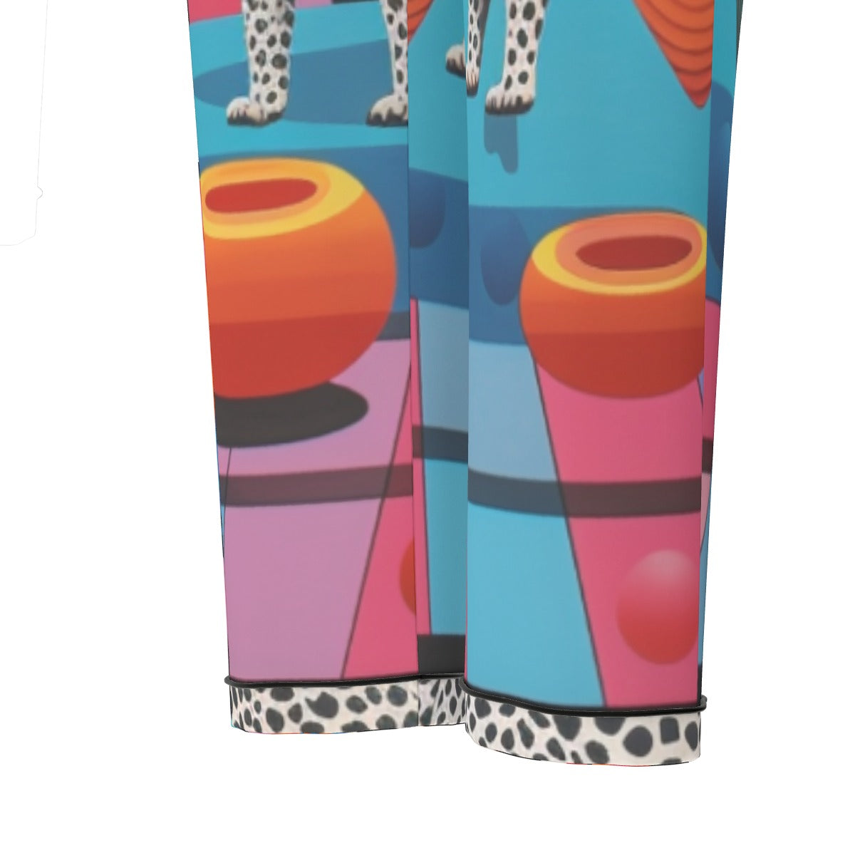 All-Over Print Women's Long Sleeve Pajama Set With Black Contrast Piping