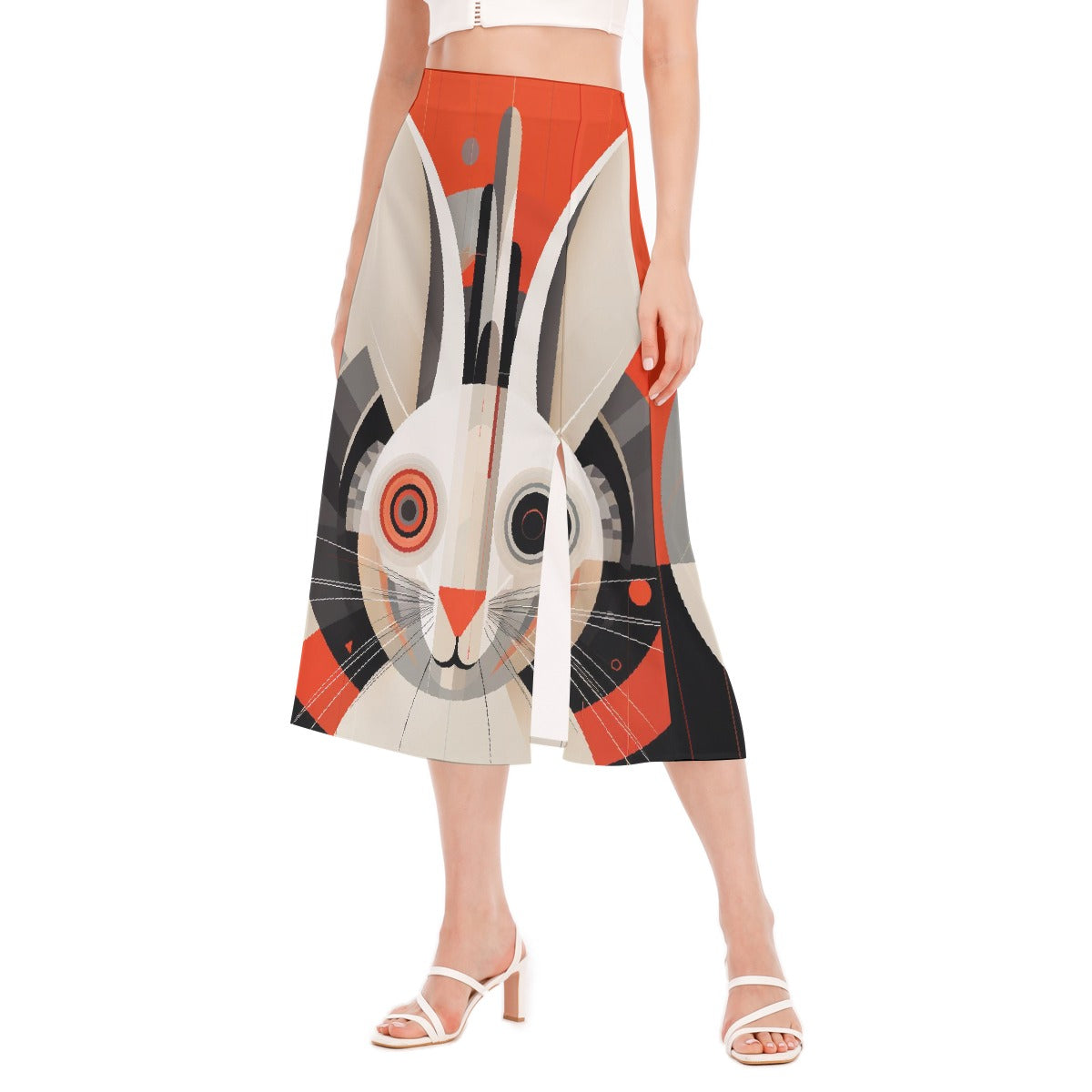 All-Over Print Women's High Slit Long Skirt