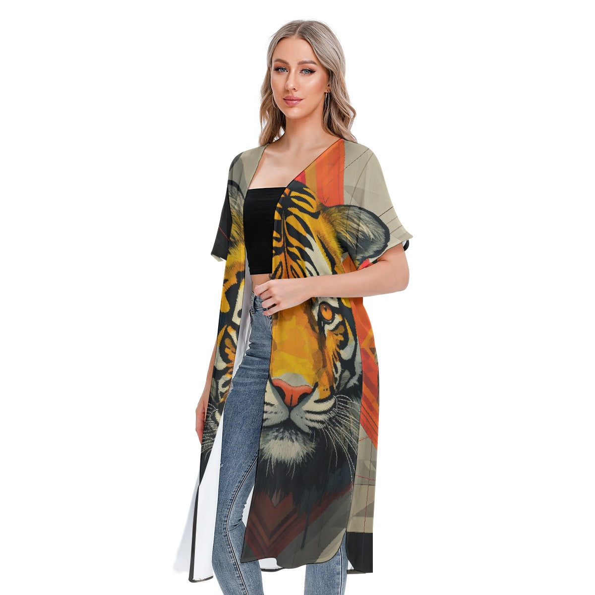 All-Over Print Women's Short Sleeve Cardigan