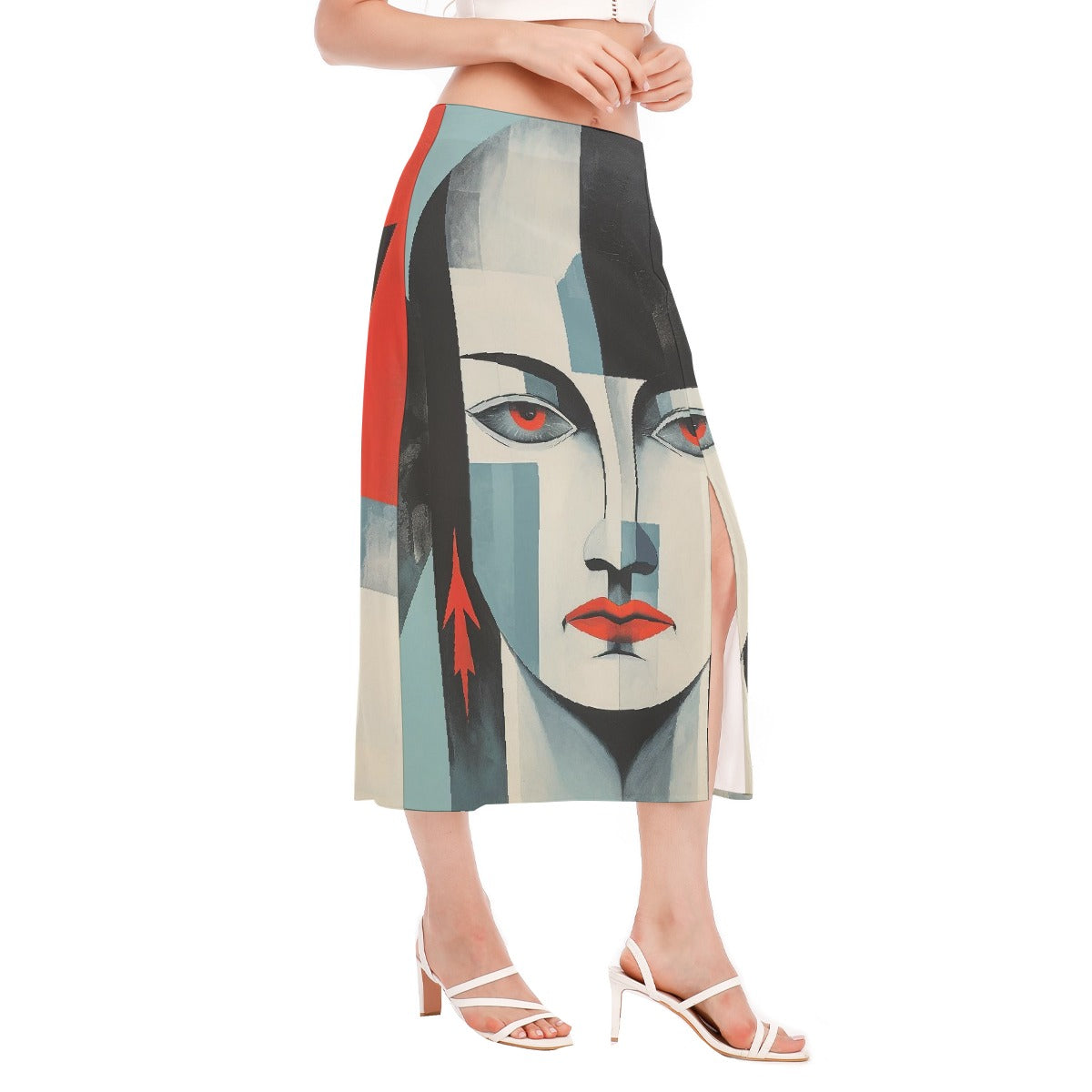 All-Over Print Women's High Slit Long Skirt