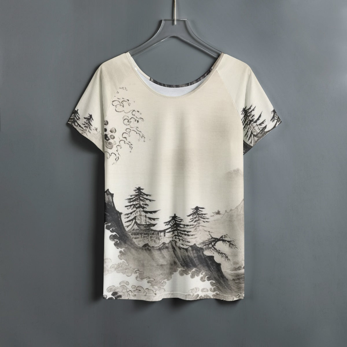 All-Over Print Women's Round Neck T-shirt With Raglan Sleeve