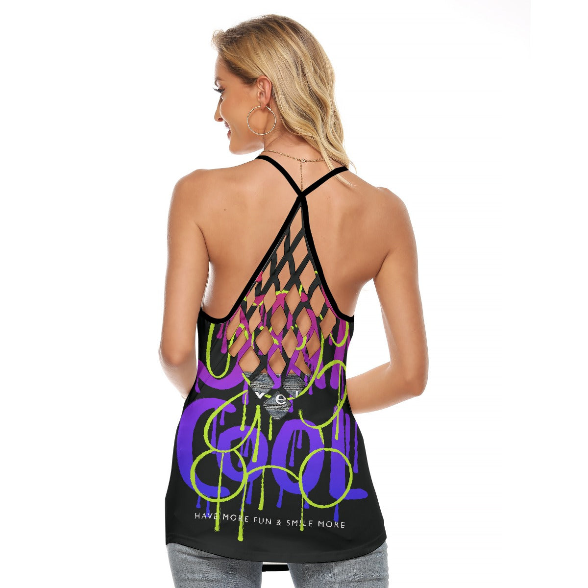 All-Over Print Women's Criss-Cross Open Back Tank Top
