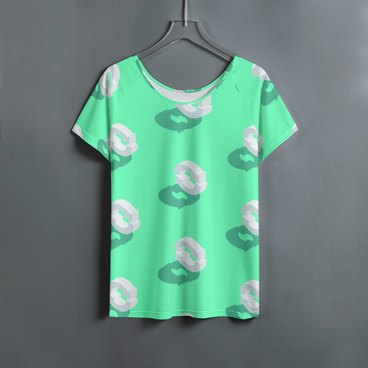 All-Over Print Women's Round Neck T-shirt With Raglan Sleeve