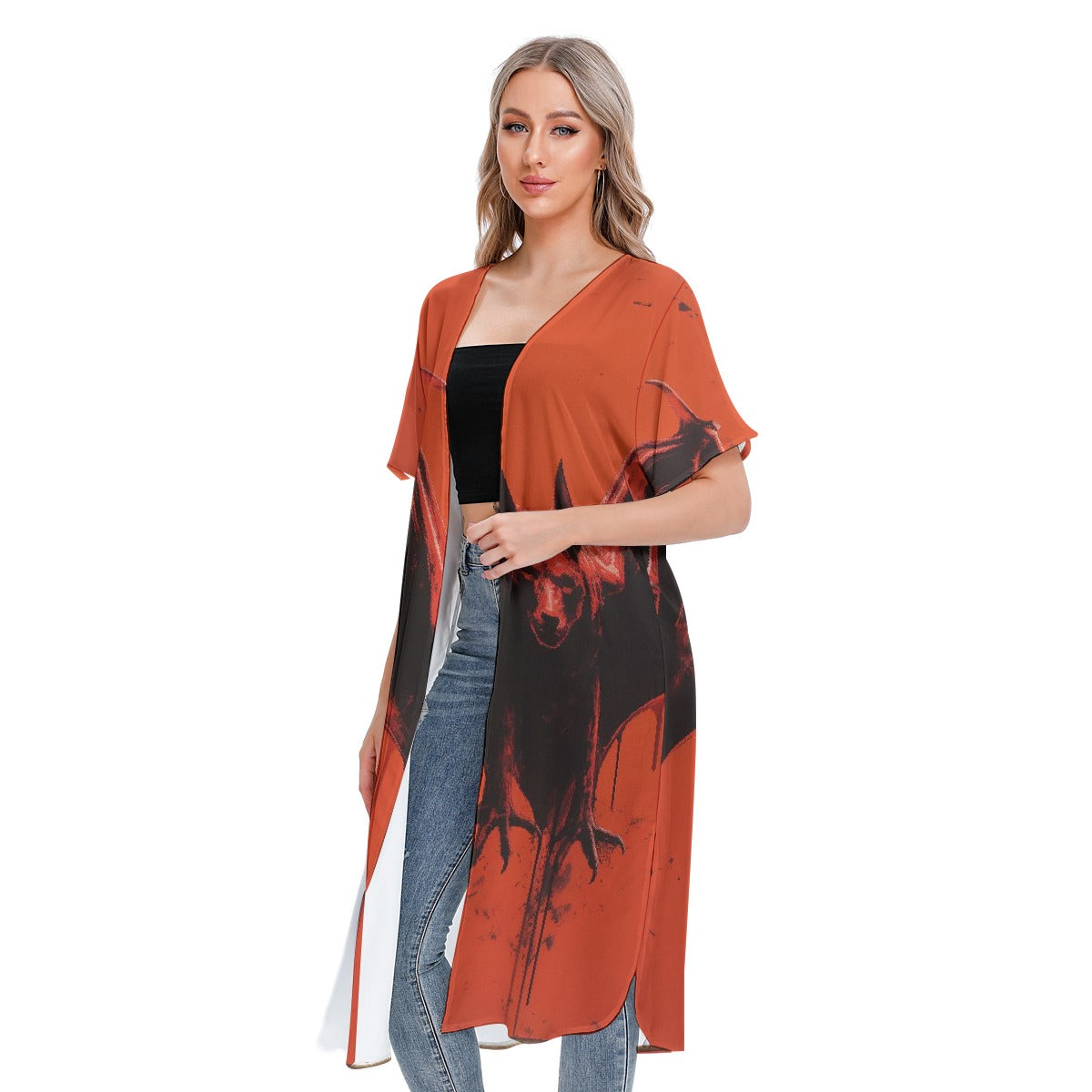 All-Over Print Women's Short Sleeve Cardigan