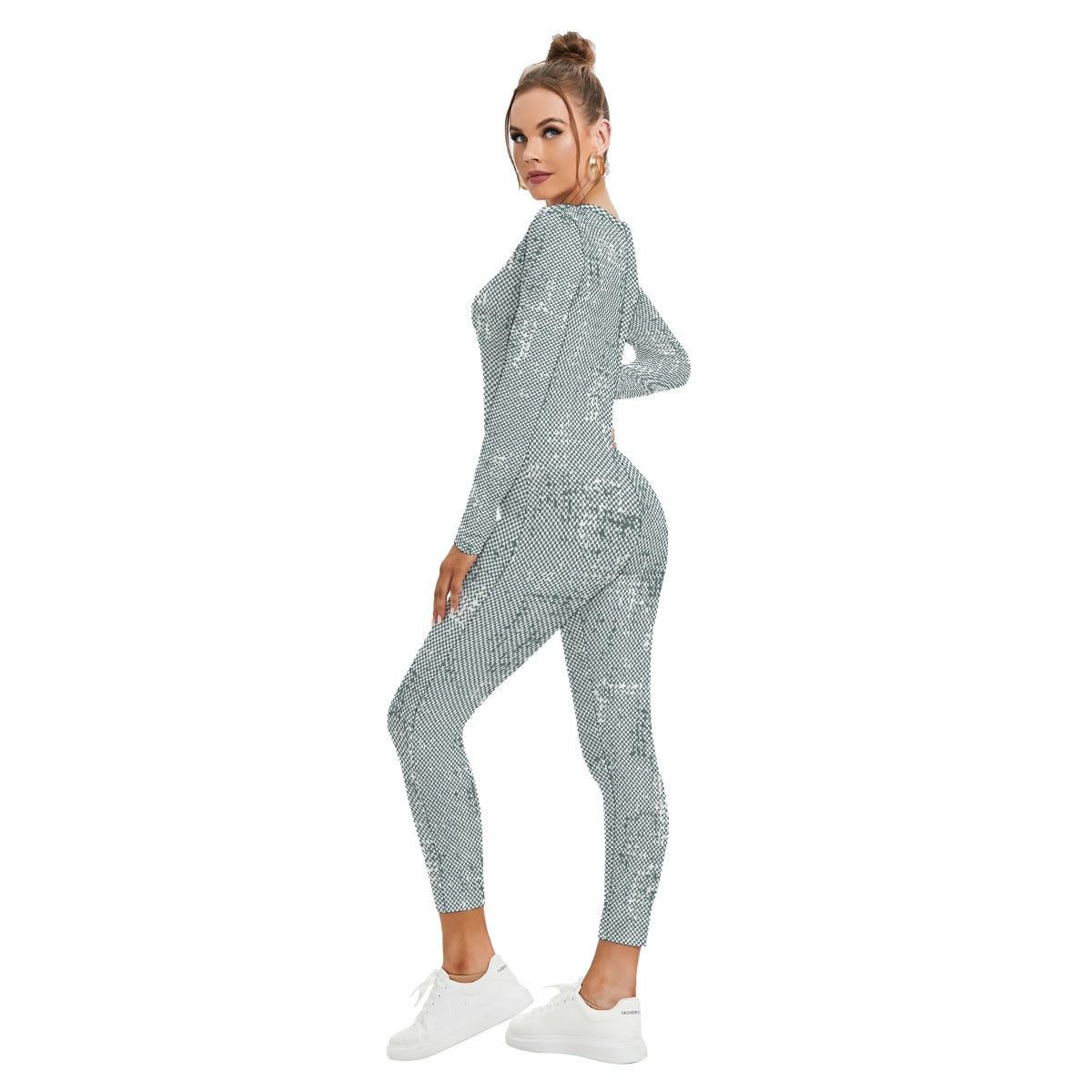 All-Over Print Women's Plunging Neck Jumpsuit