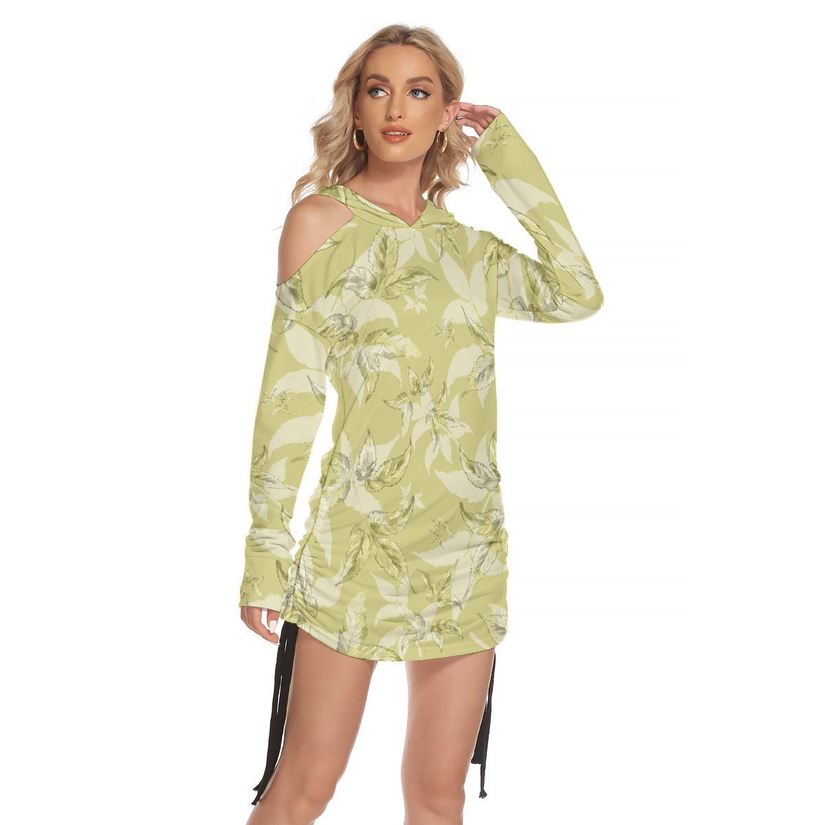 All-Over Print Women's One-shoulder Dress With Waist Shirring