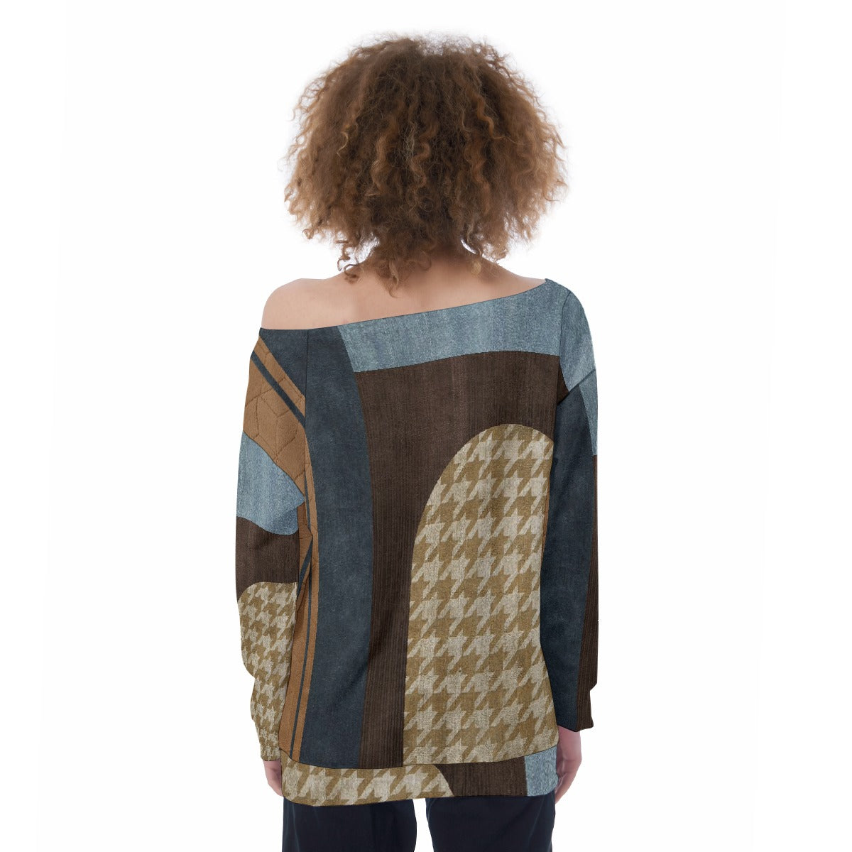 All-Over Print Oversized Women's Off-Shoulder Sweatshirt