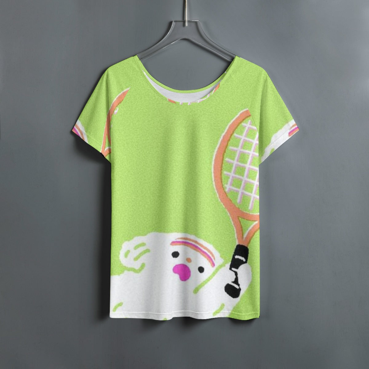 All-Over Print Women's Round Neck T-shirt With Raglan Sleeve