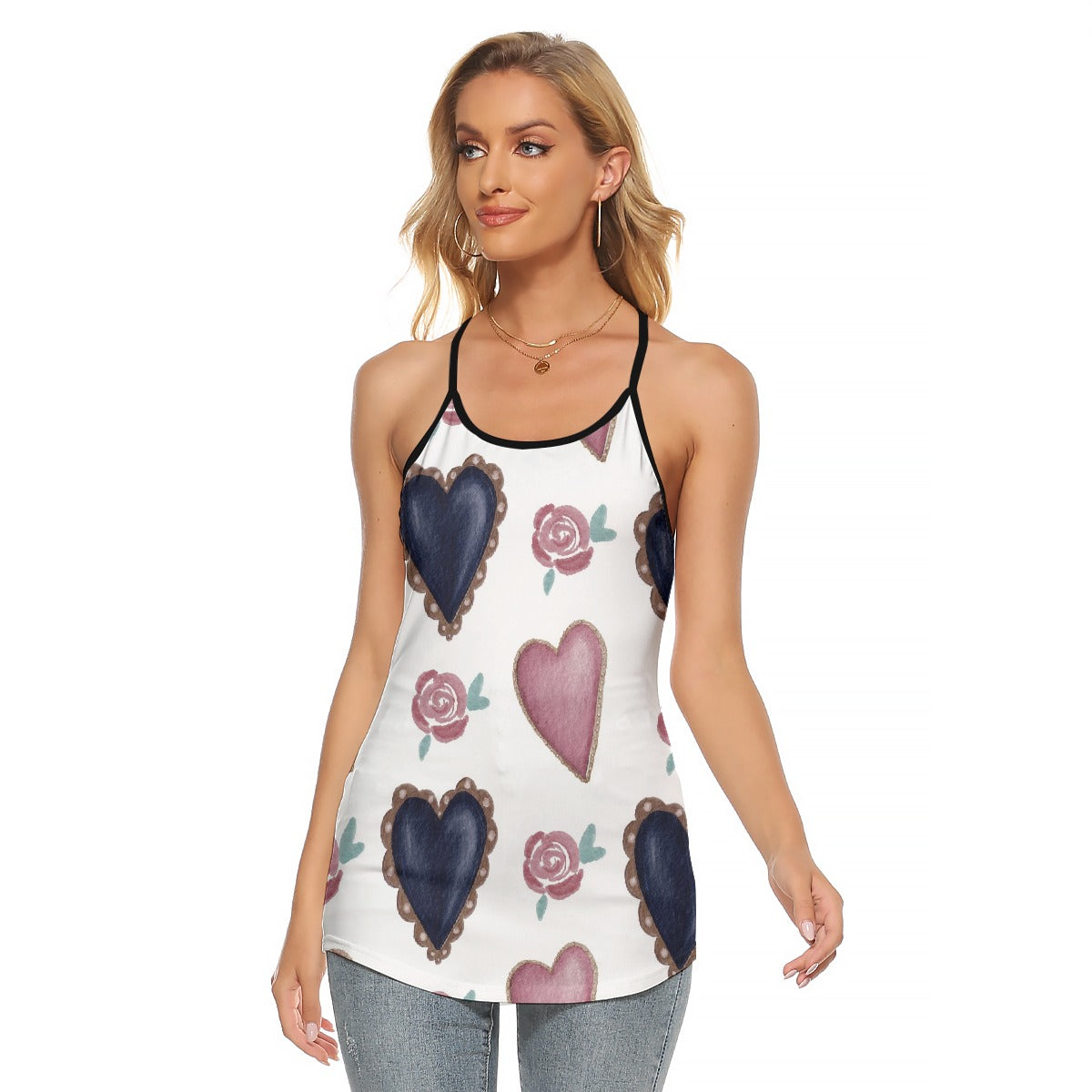 All-Over Print Women's Criss-Cross Open Back Tank Top