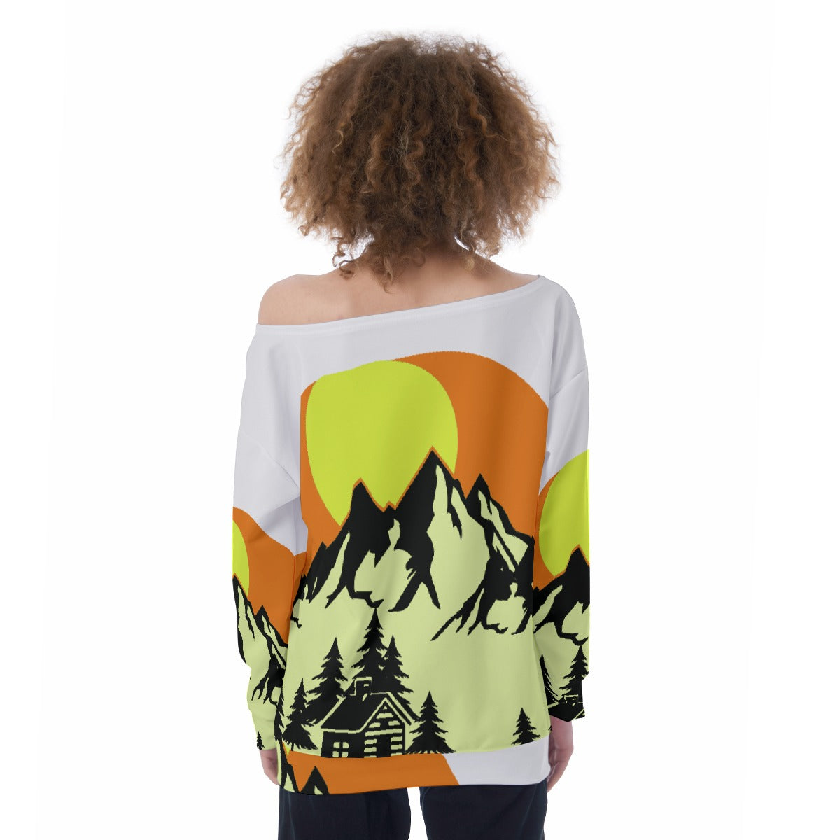 All-Over Print Oversized Women's Off-Shoulder Sweatshirt