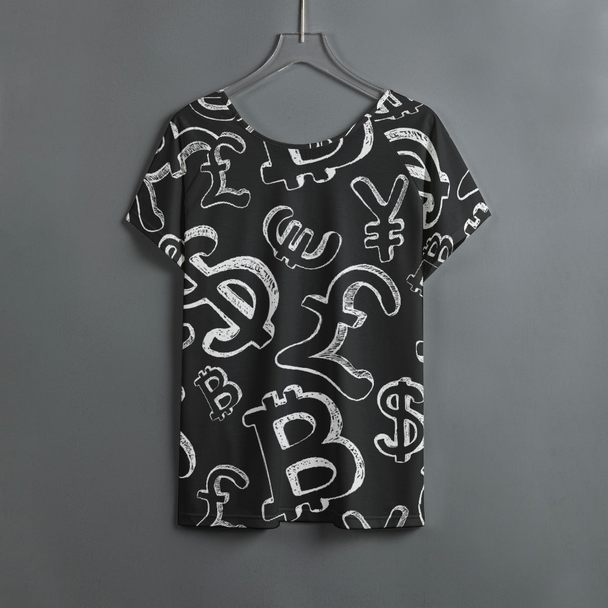 All-Over Print Women's Round Neck T-shirt With Raglan Sleeve