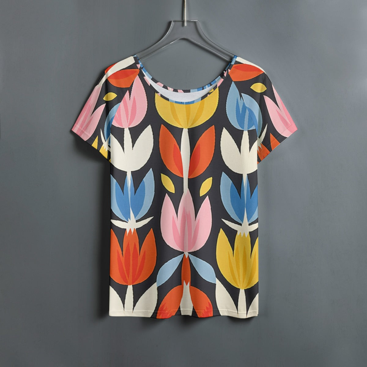 All-Over Print Women's Round Neck T-shirt With Raglan Sleeve