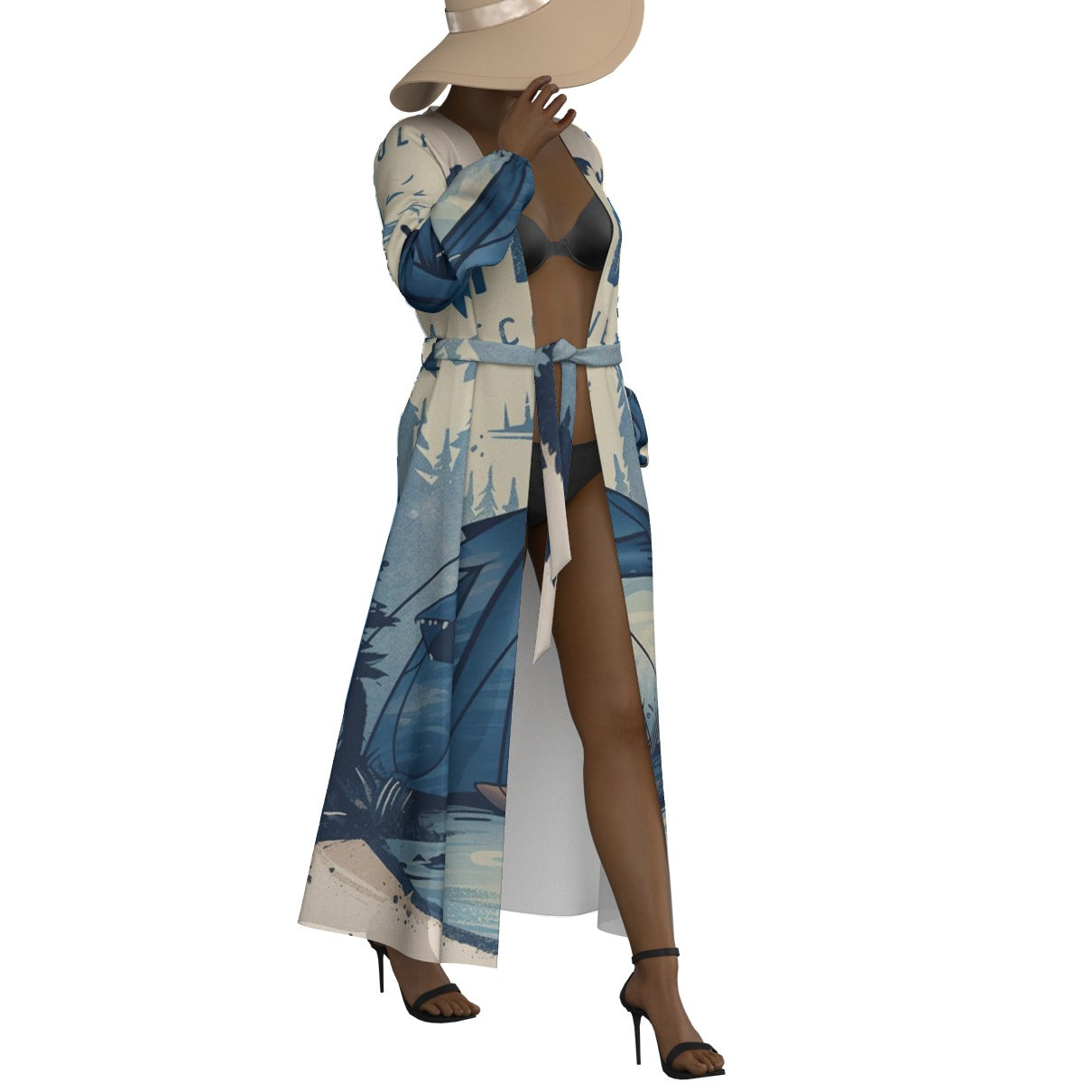 All-Over Print Women's Lace-up Chiffon Robe