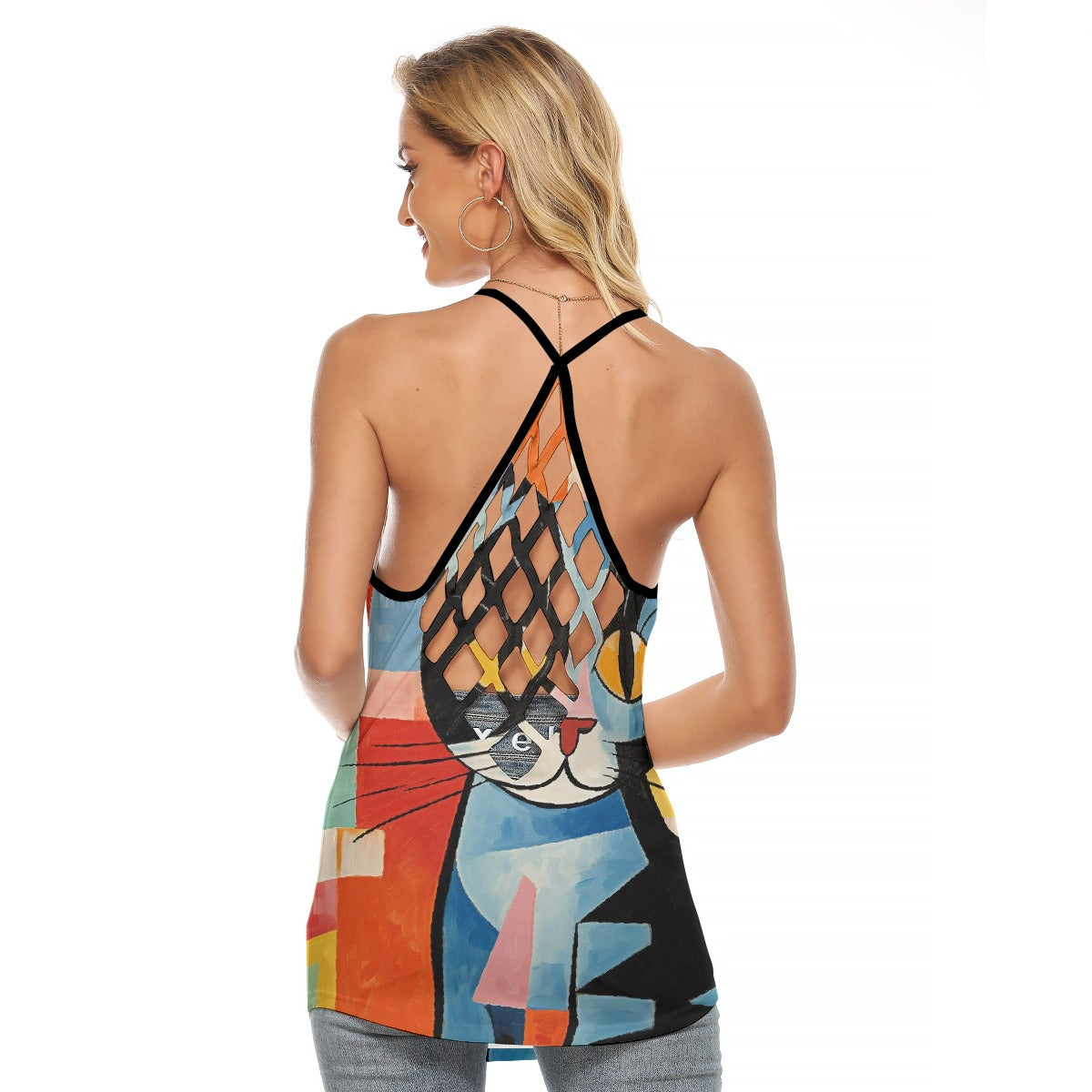 All-Over Print Women's Criss-Cross Open Back Tank Top
