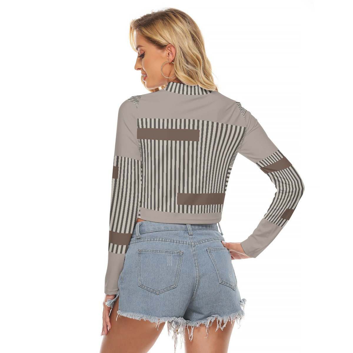 All-Over Print Women's Hollow Chest Keyhole Tight Crop Top