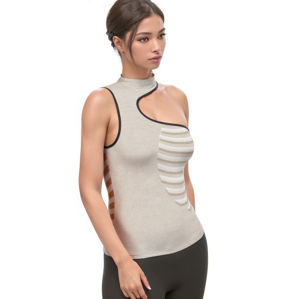 All-Over Print Women's Halter Sleeveless Asymmetrical Tank Top