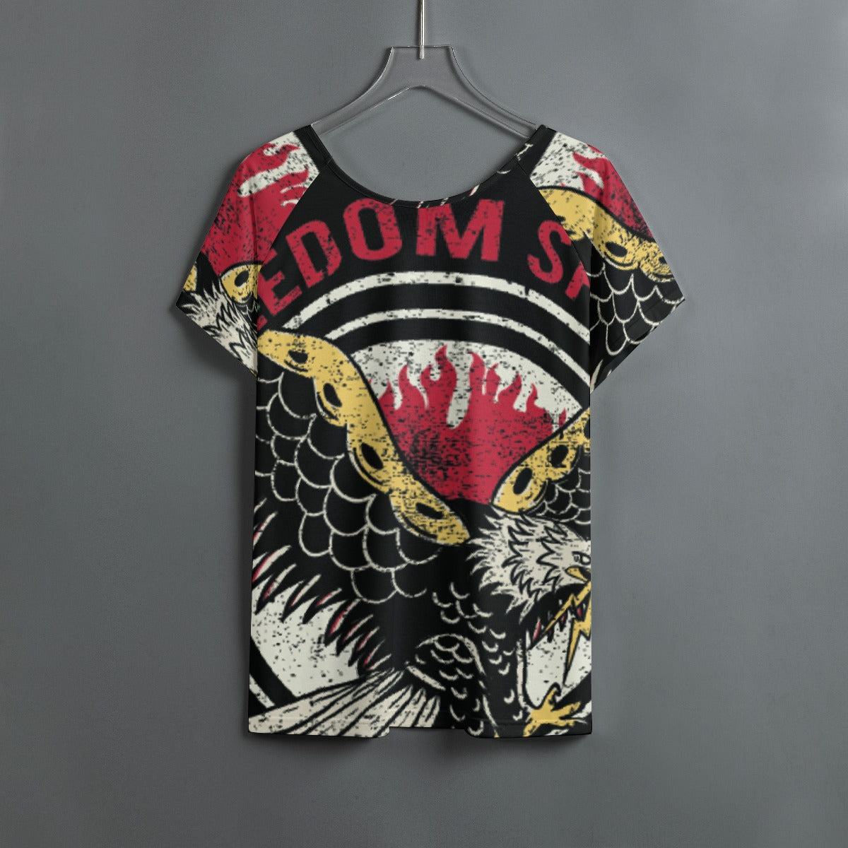 All-Over Print Women's Round Neck T-shirt With Raglan Sleeve