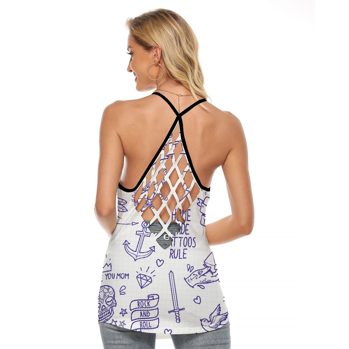 All-Over Print Women's Criss-Cross Open Back Tank Top