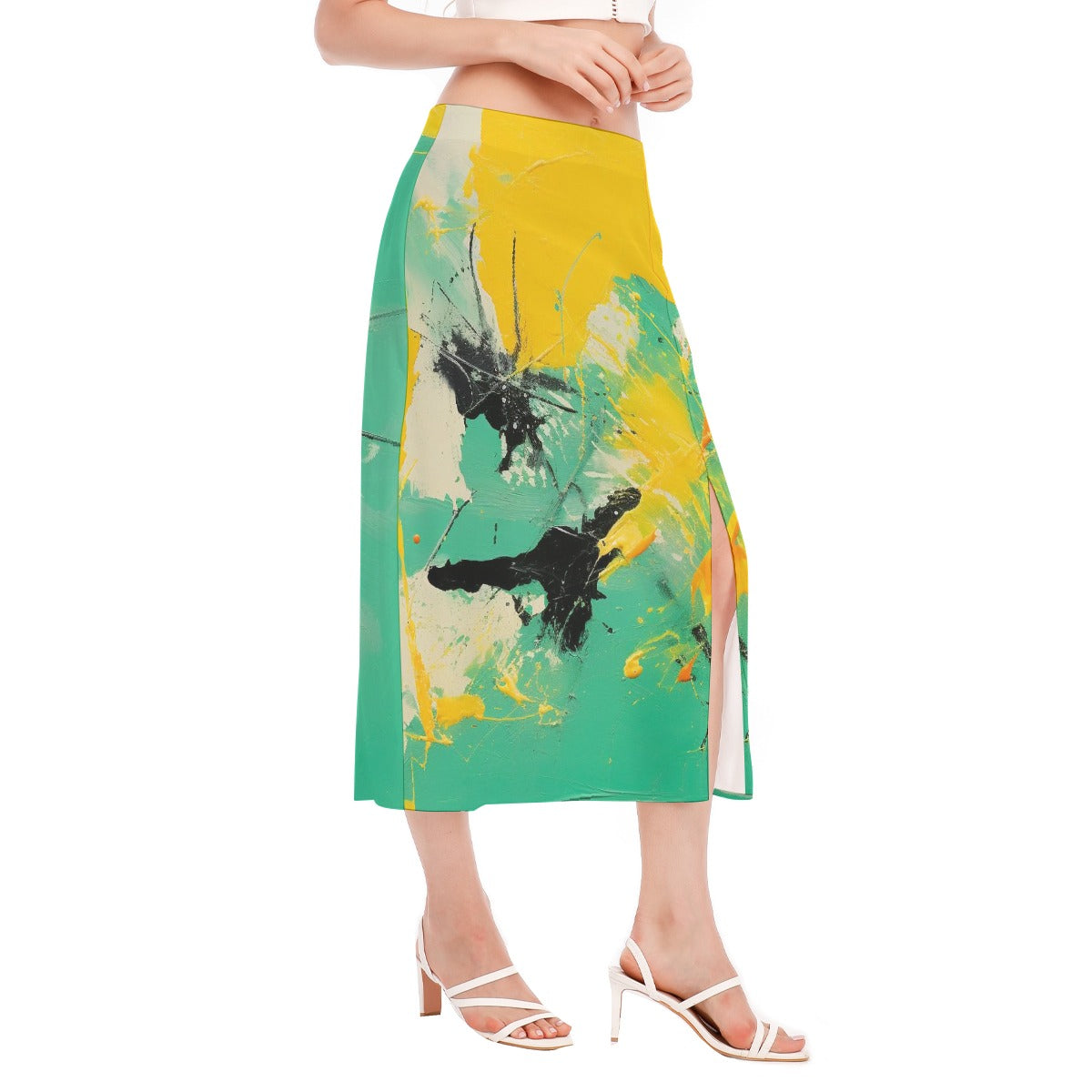 All-Over Print Women's High Slit Long Skirt