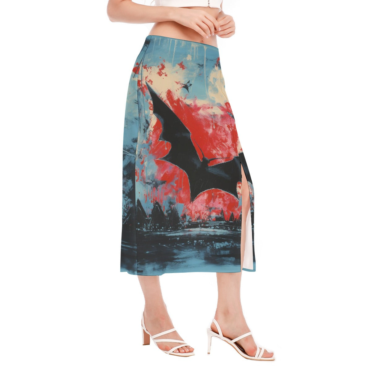 All-Over Print Women's High Slit Long Skirt