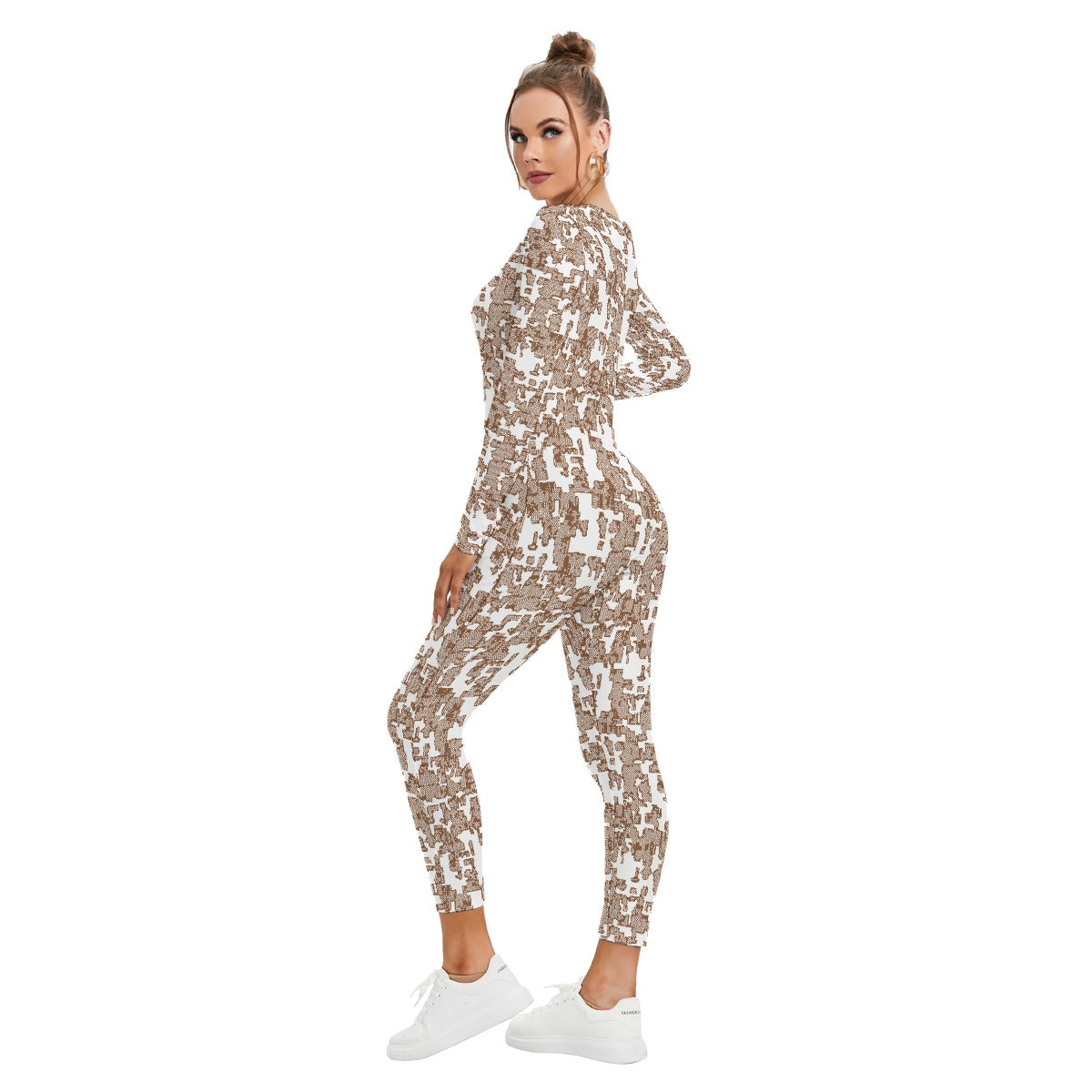 All-Over Print Women's Plunging Neck Jumpsuit