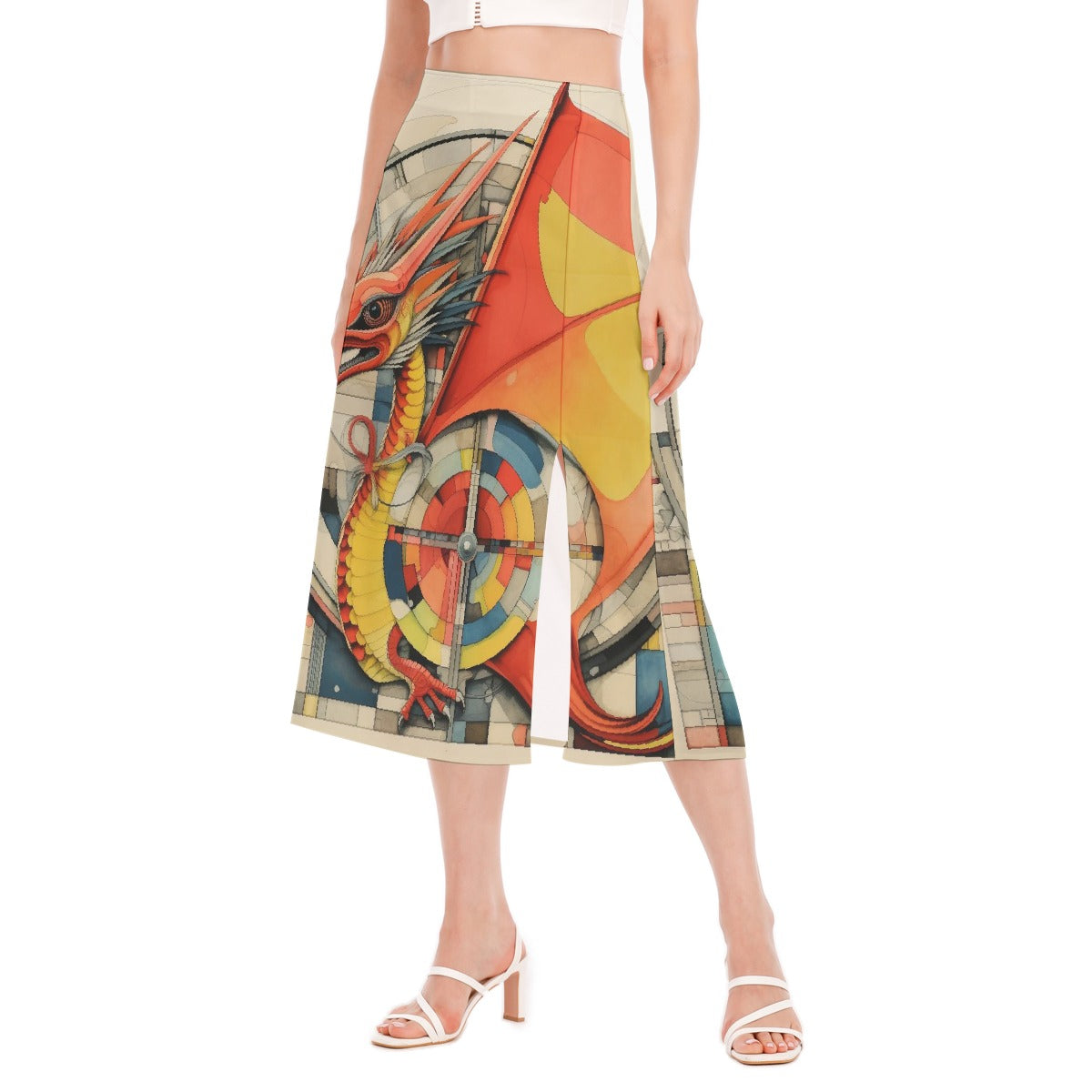 All-Over Print Women's High Slit Long Skirt