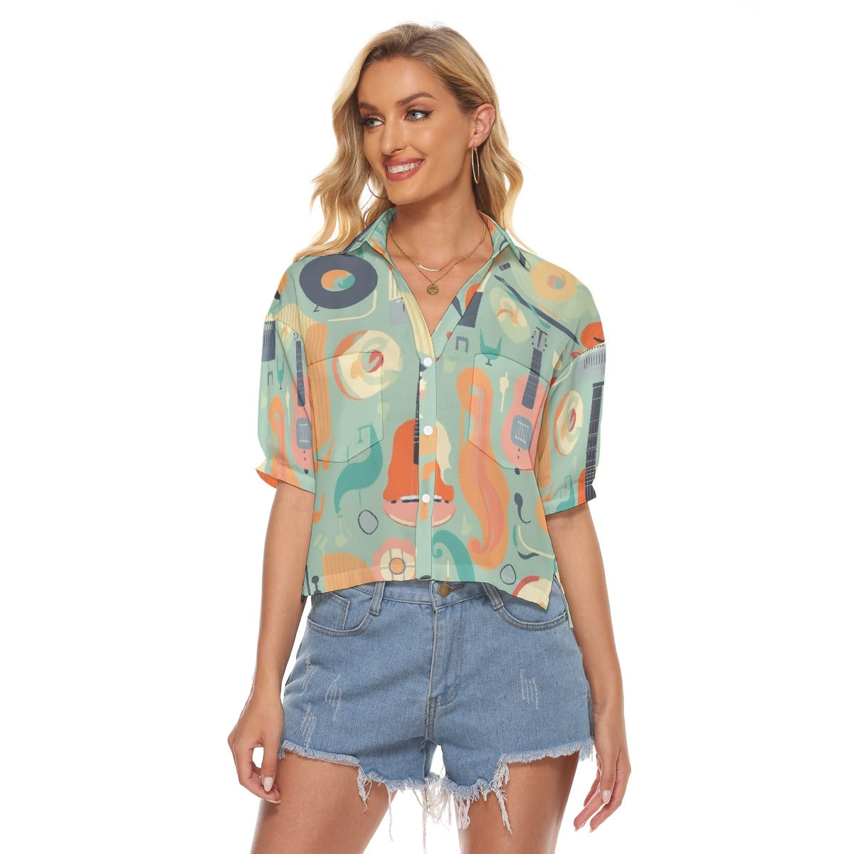 All-Over Print Women's V-neck Shirts