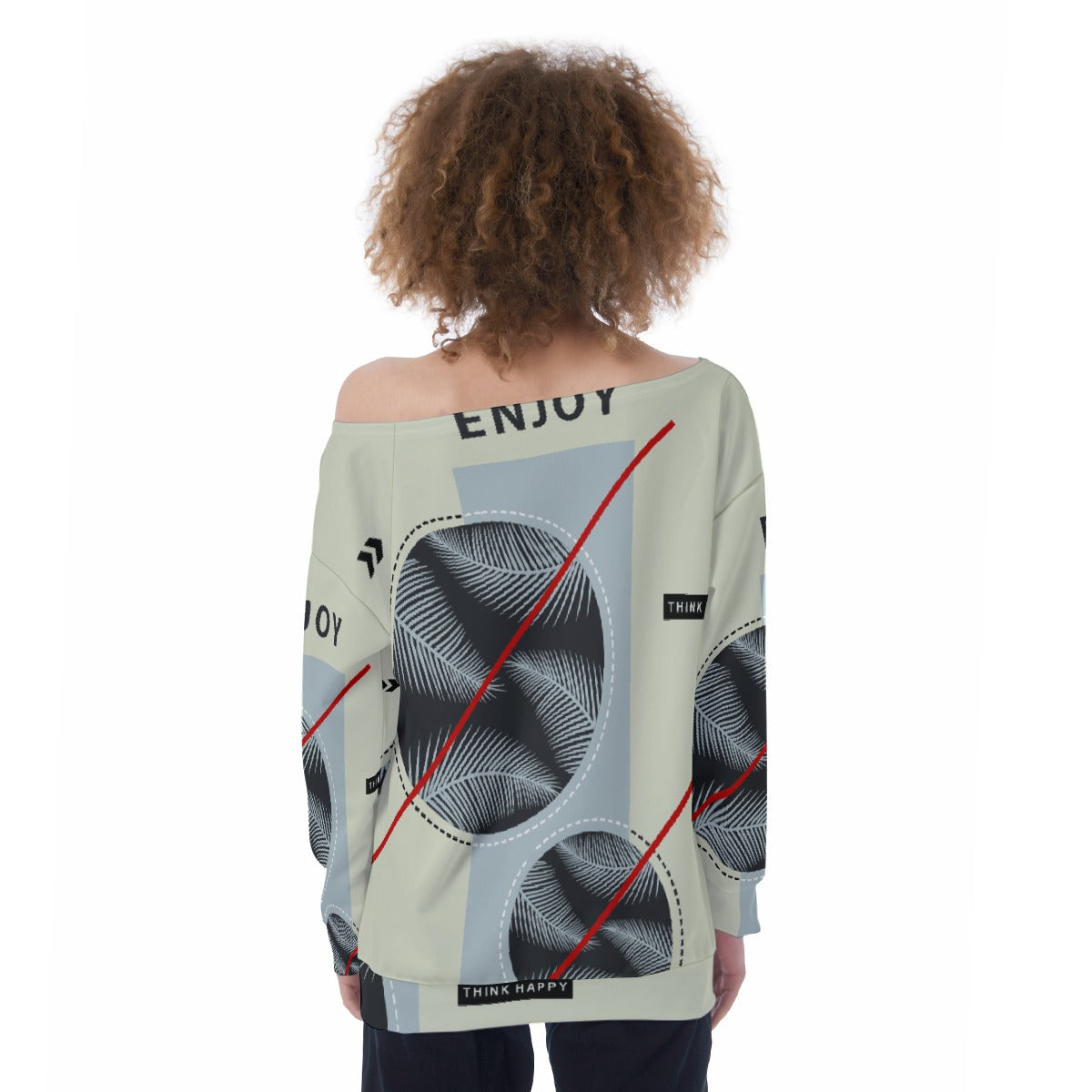 All-Over Print Oversized Women's Off-Shoulder Sweatshirt