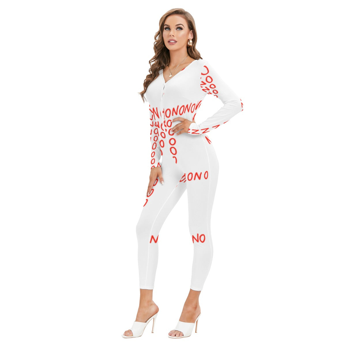 All-Over Print Women's Plunging Neck Jumpsuit