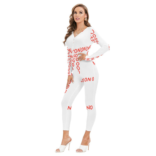 All-Over Print Women's Plunging Neck Jumpsuit