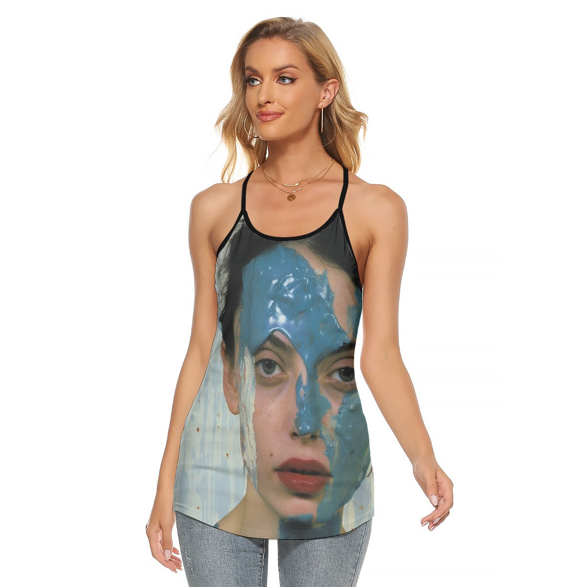 All-Over Print Women's Criss-Cross Open Back Tank Top