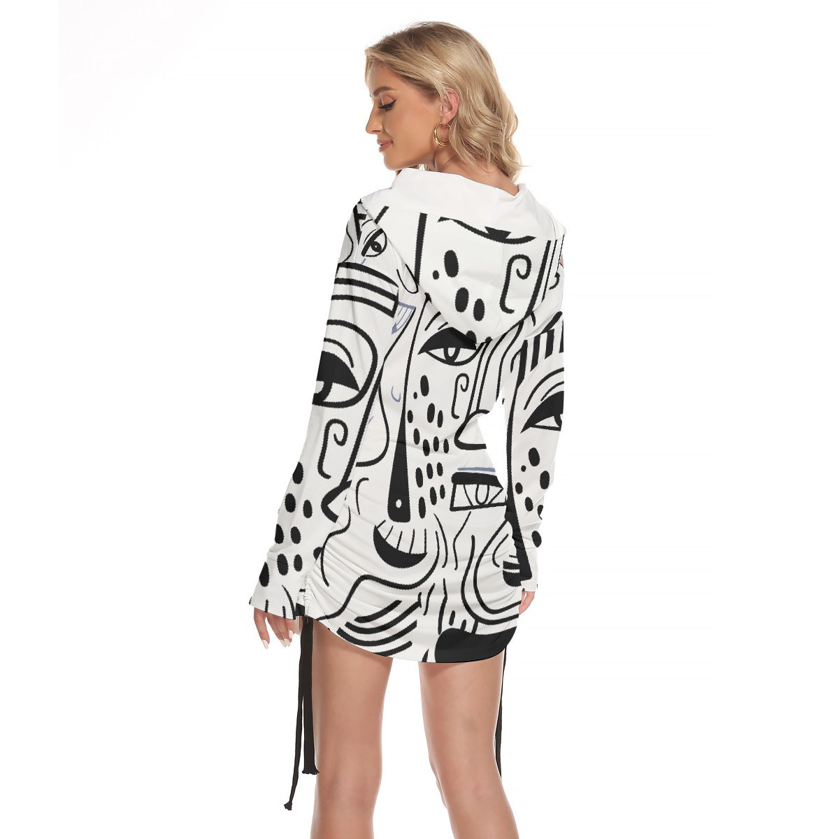 All-Over Print Women's One-shoulder Dress With Waist Shirring