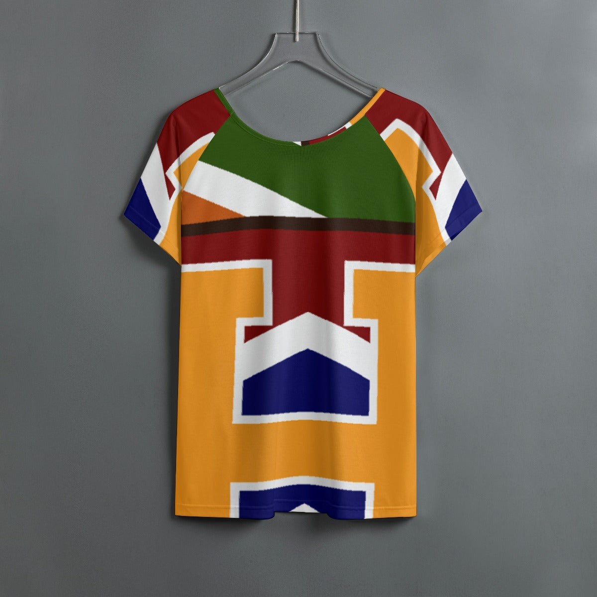 All-Over Print Women's Round Neck T-shirt With Raglan Sleeve