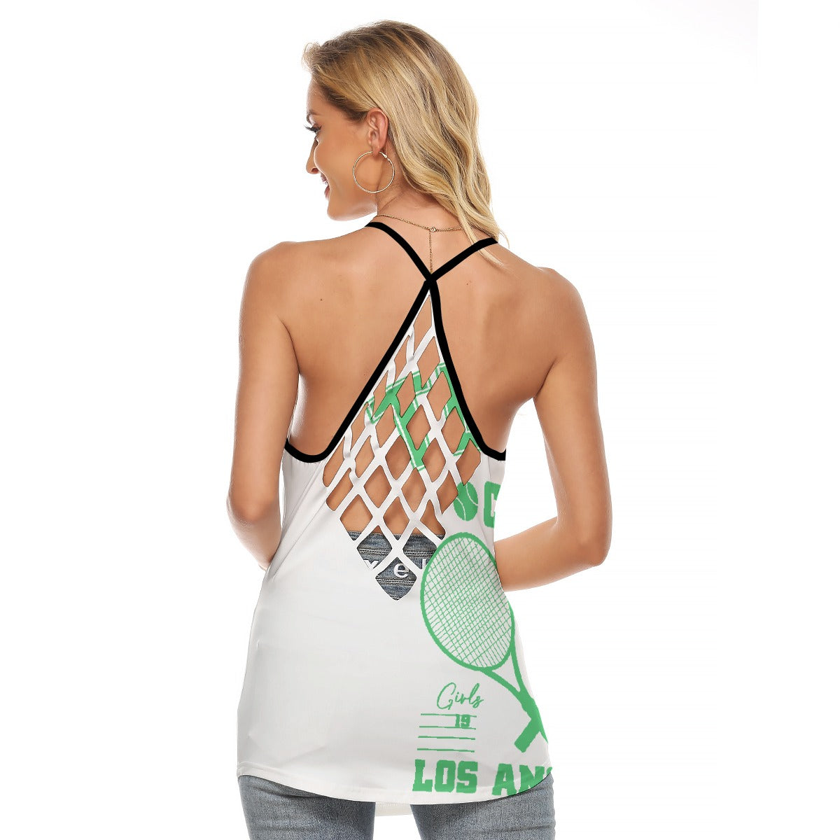 All-Over Print Women's Criss-Cross Open Back Tank Top