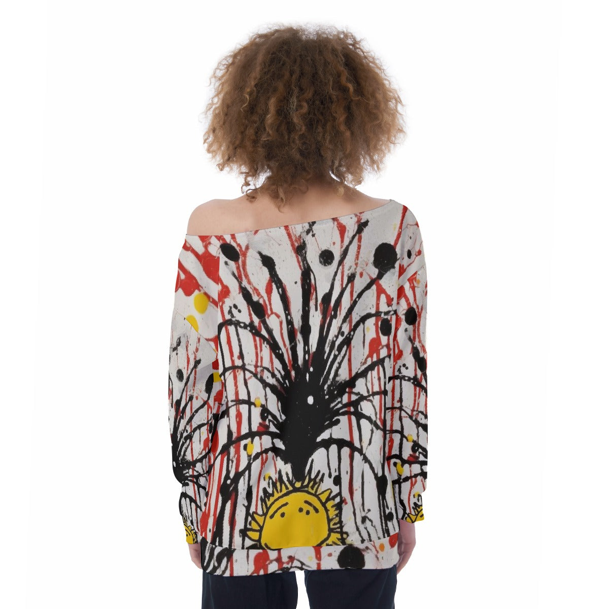 All-Over Print Oversized Women's Off-Shoulder Sweatshirt