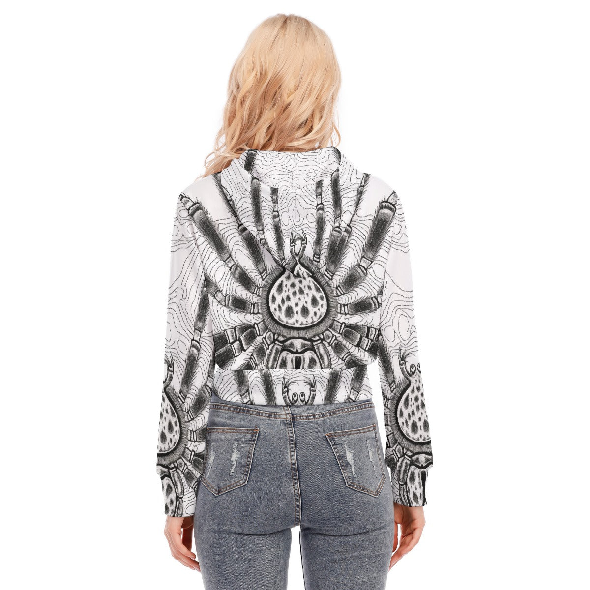 All-Over Print Women's Crop Top Hoodie With Zipper Closure