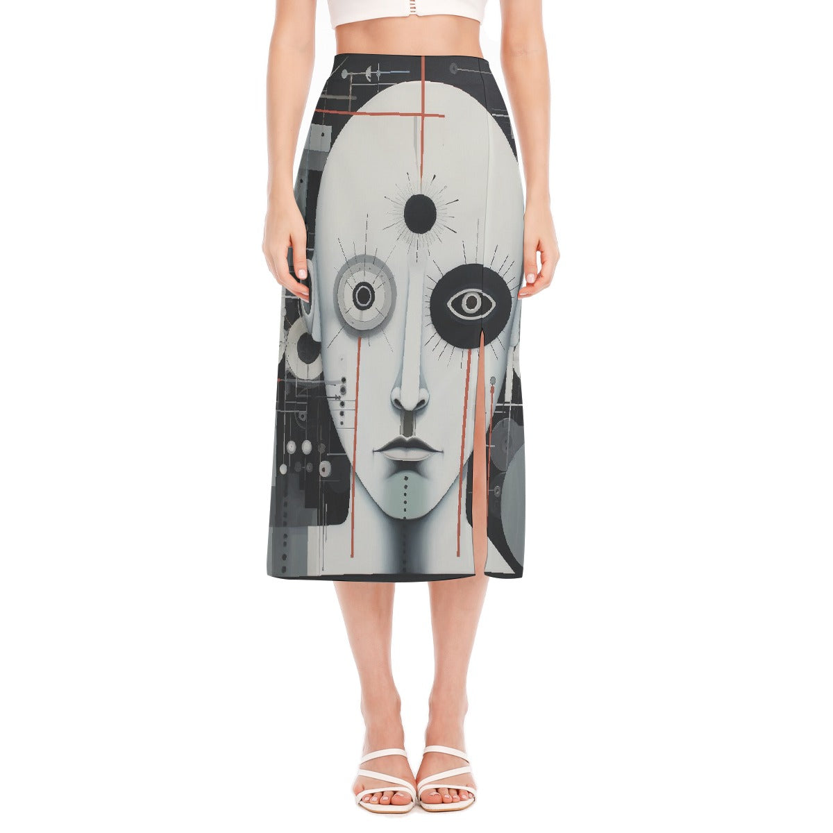 All-Over Print Women's High Slit Long Skirt