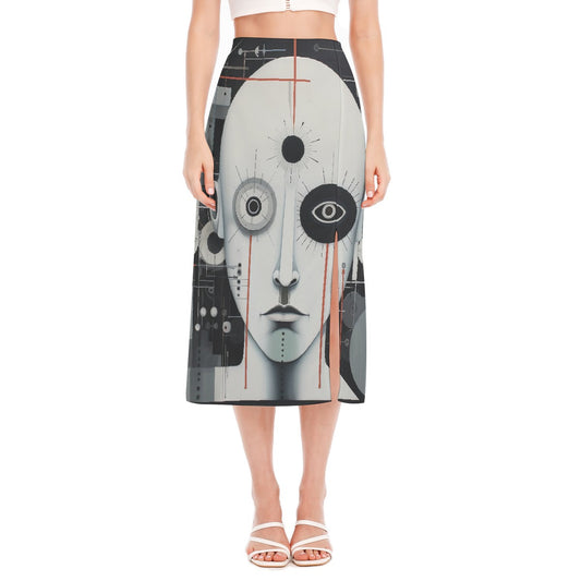 All-Over Print Women's High Slit Long Skirt