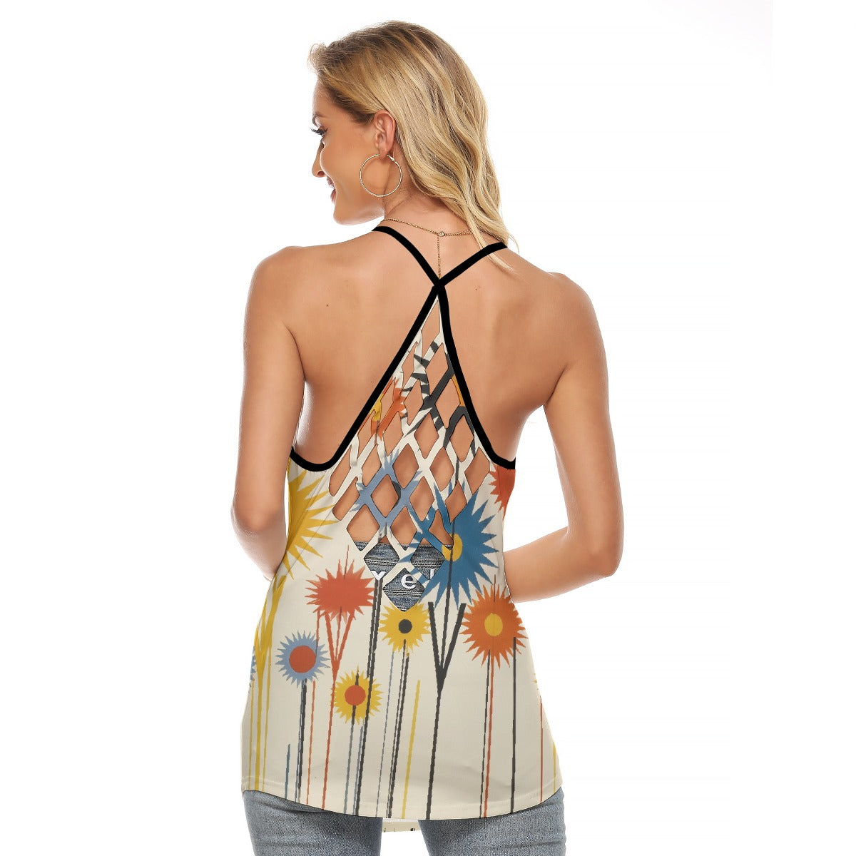 All-Over Print Women's Criss-Cross Open Back Tank Top