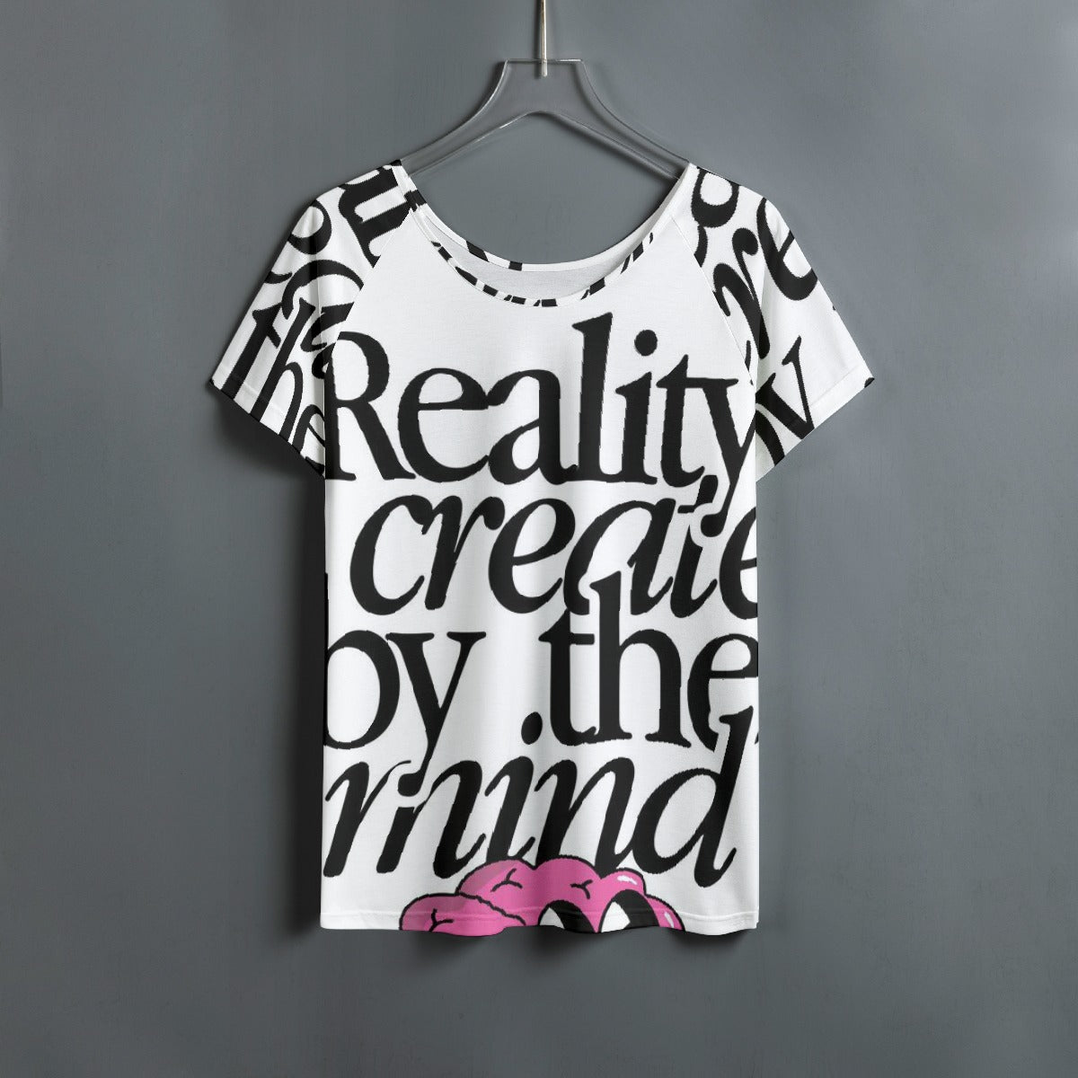 All-Over Print Women's Round Neck T-shirt With Raglan Sleeve