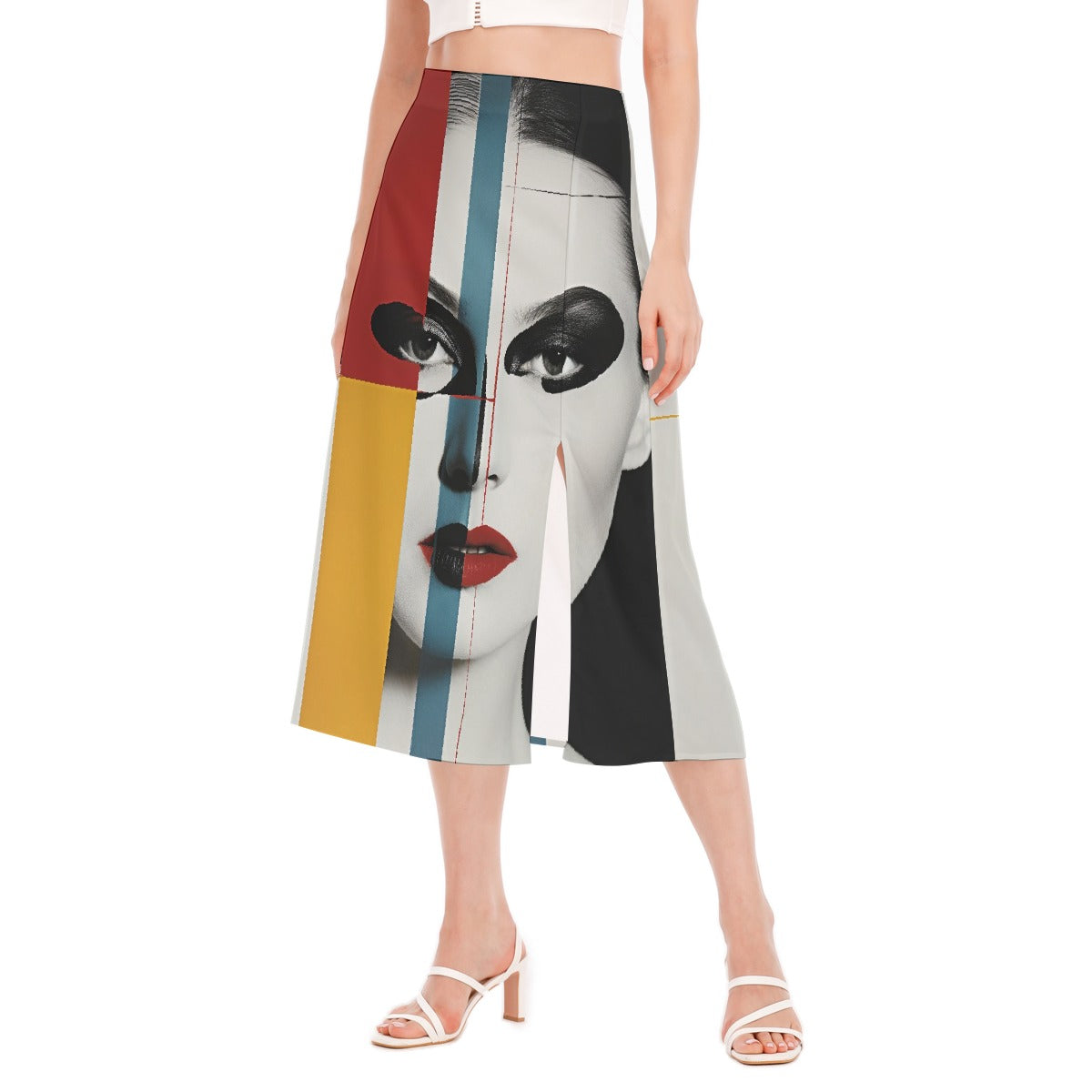 All-Over Print Women's High Slit Long Skirt