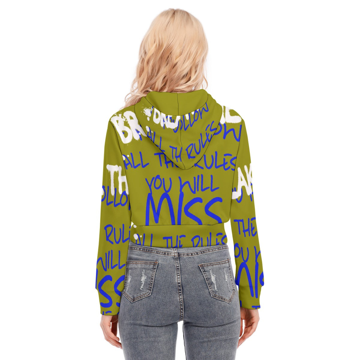 All-Over Print Women's Crop Top Hoodie With Zipper Closure