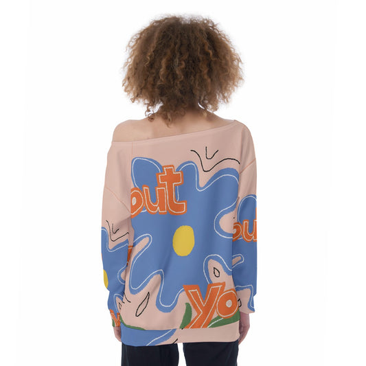 All-Over Print Oversized Women's Off-Shoulder Sweatshirt
