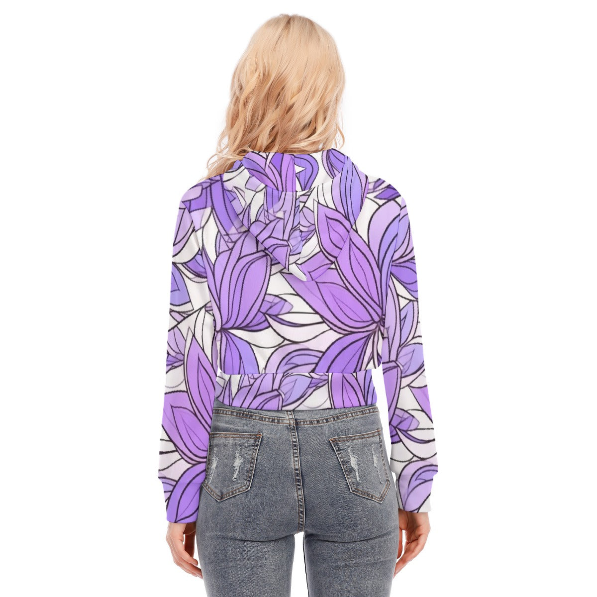 All-Over Print Women's Crop Top Hoodie With Zipper Closure