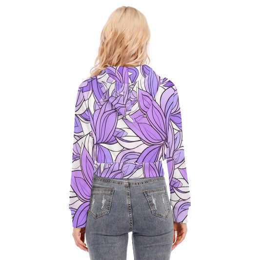 All-Over Print Women's Crop Top Hoodie With Zipper Closure
