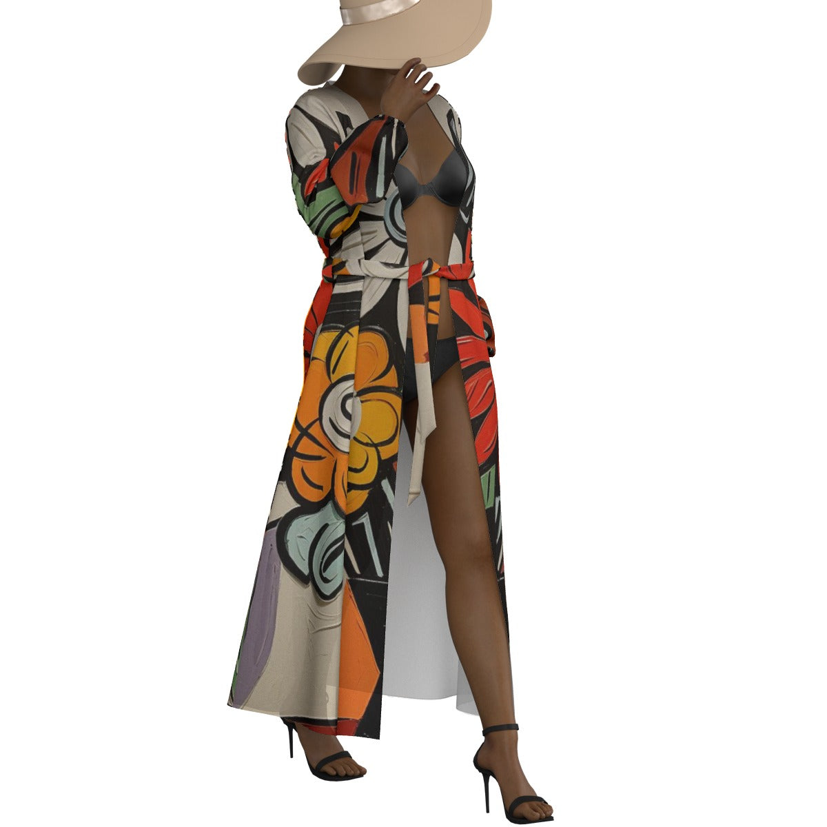 All-Over Print Women's Lace-up Chiffon Robe