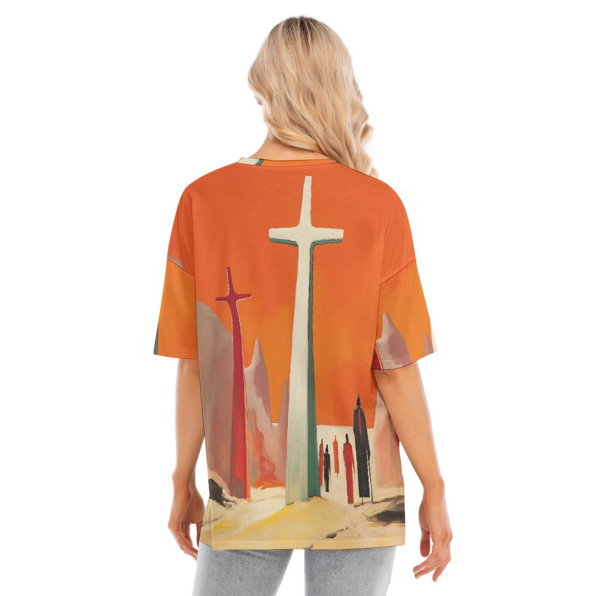 All-Over Print Women's Short Sleeves T-shirt With Hem Split
