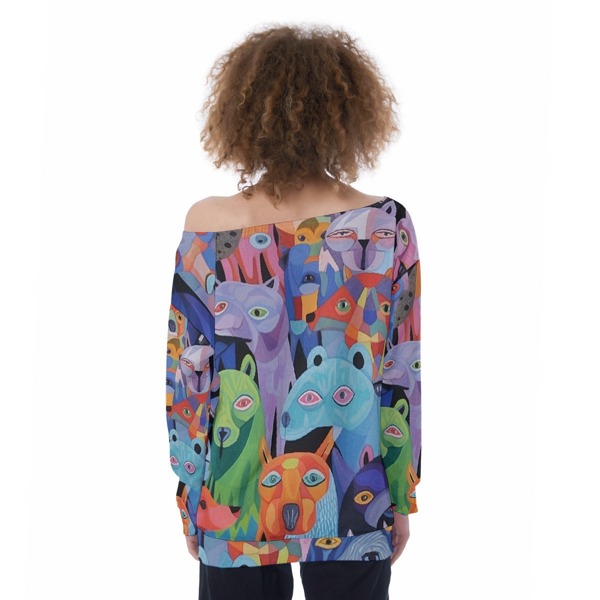 All-Over Print Oversized Women's Off-Shoulder Sweatshirt