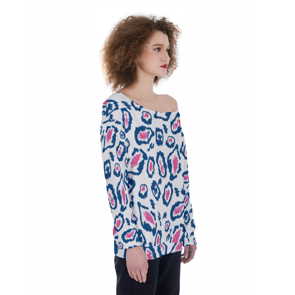 All-Over Print Oversized Women's Off-Shoulder Sweatshirt